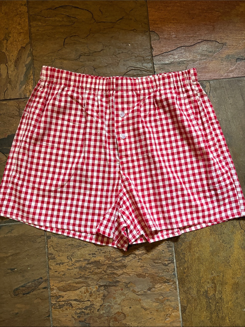 Red Gingham Women's Skort with Button-Front Detail